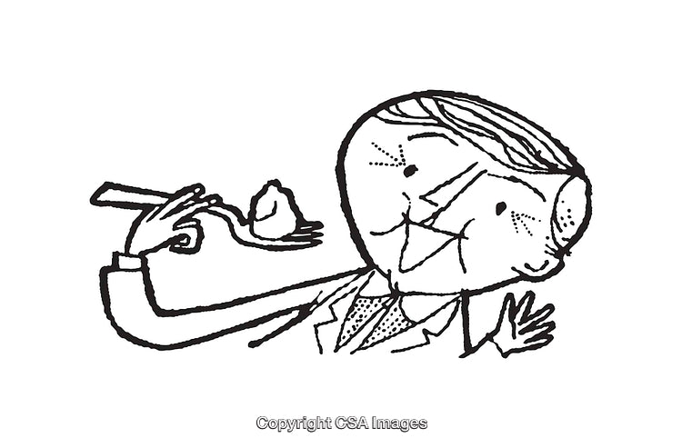 Black And White Line Art Illustration of a Person Eating