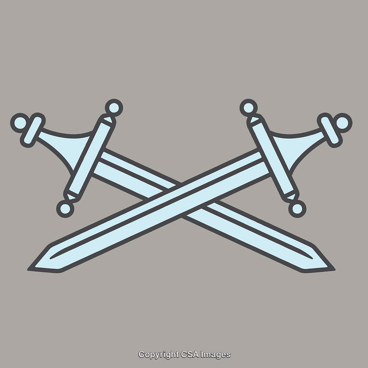Crossed Medieval Swords in Simple Line Art on Neutral Background