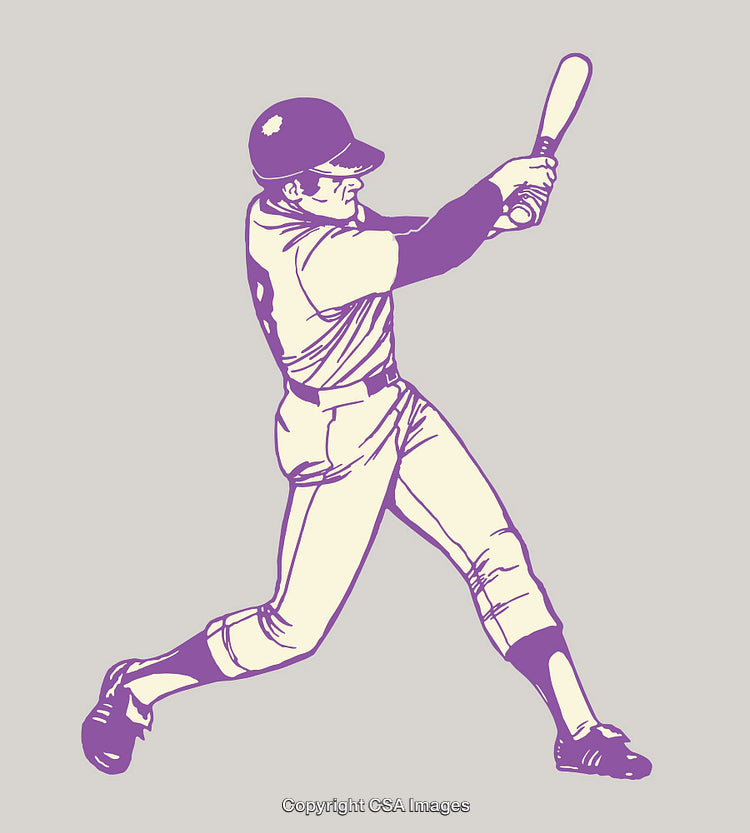 Illustration of a Baseball Player Swinging a Bat in Motion Line Art