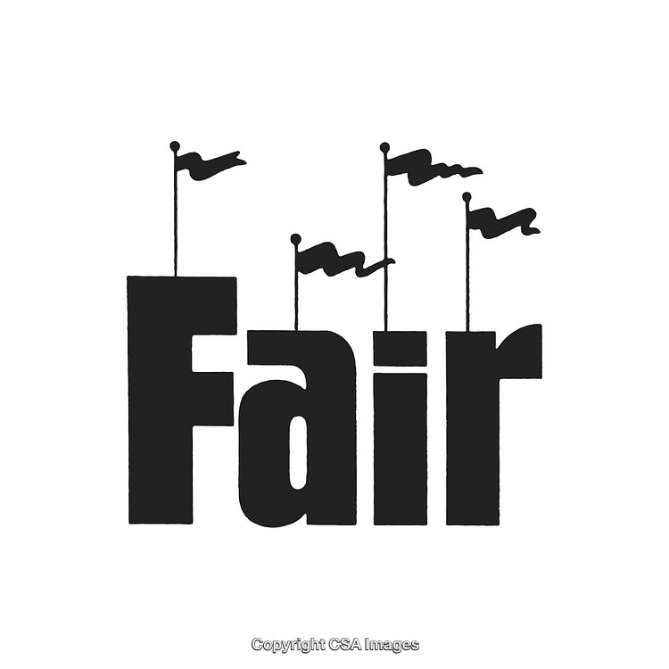 Black and White Fair Logo with Decorative Flags and Typography