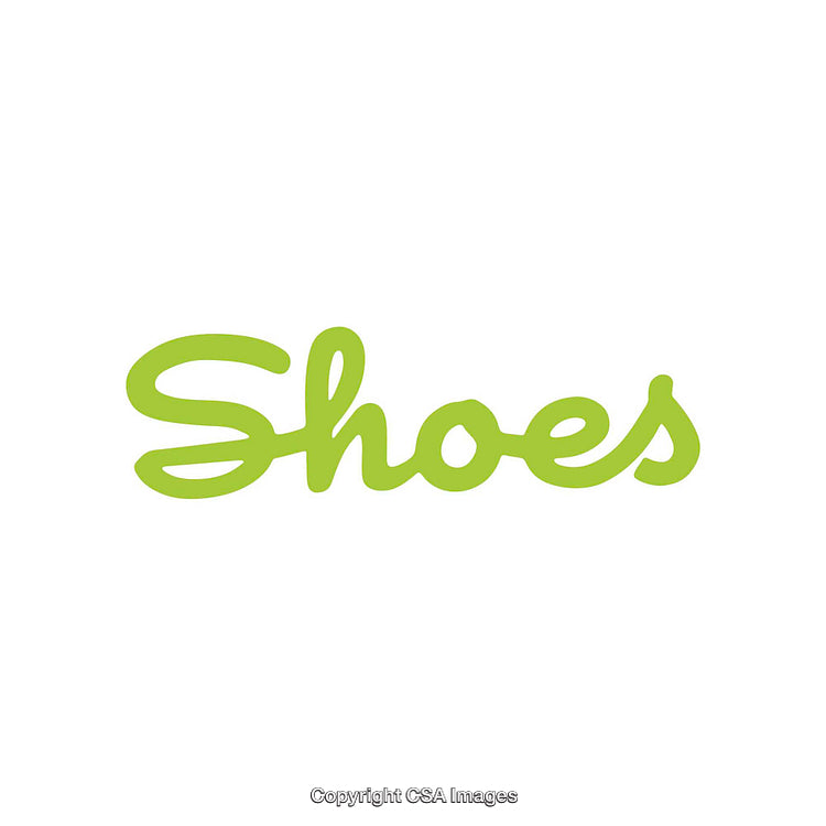 Minimalist Lime Green 'Shoes' Text on White Background Design
