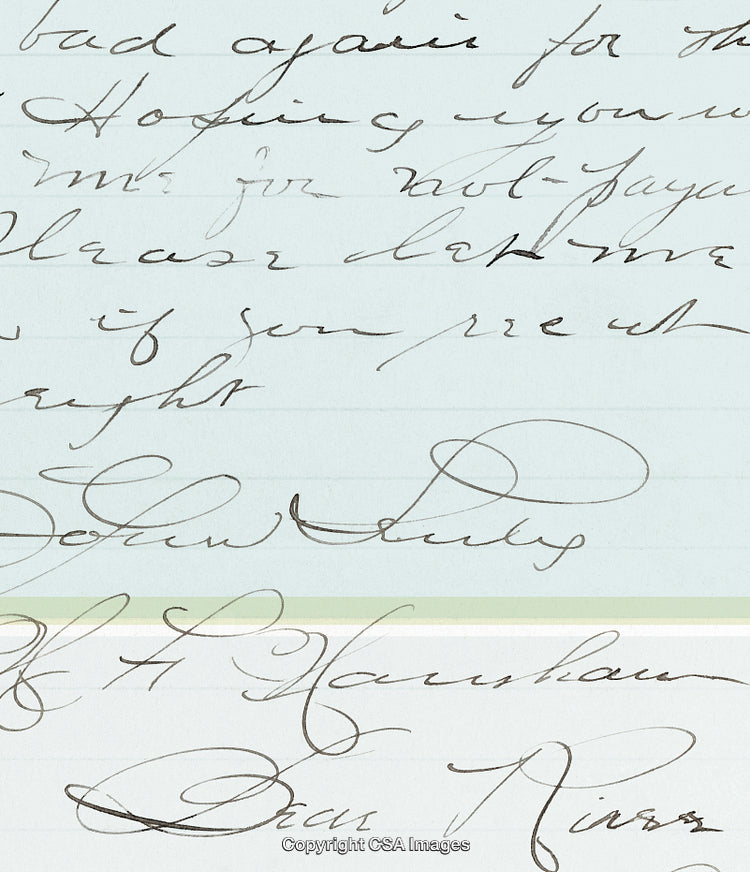 Vintage Handwriting Sample on Lined Paper with Elegant Calligraphic Style
