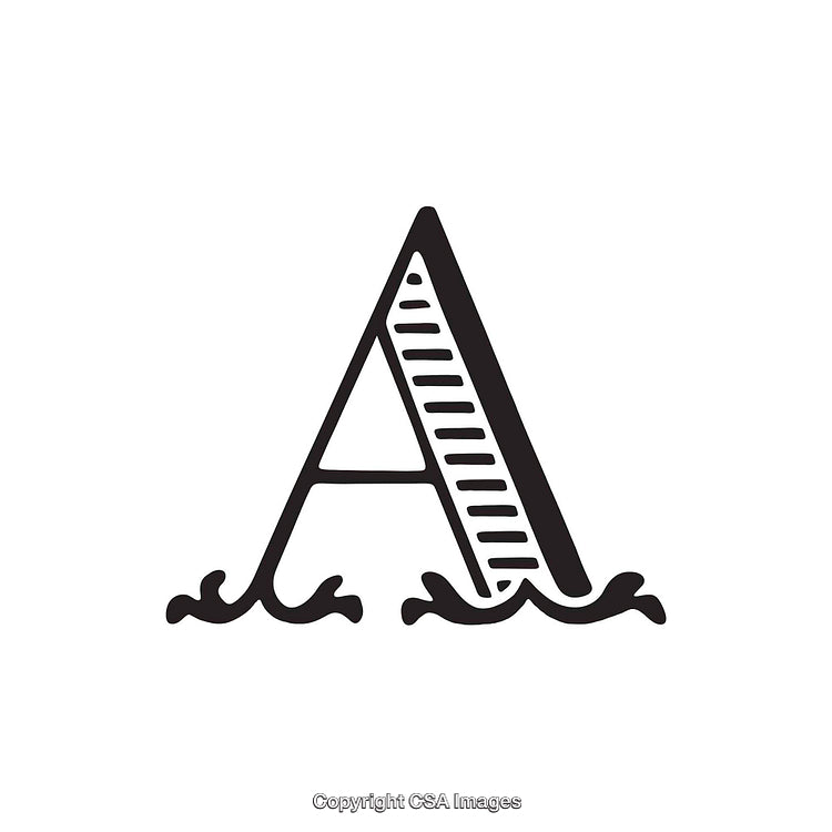 Creative Illustration of The Letter A with Wavy Water Design
