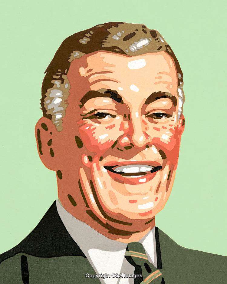 Vintage-Style Paint by Numbers Portrait of a Smiling Man in Business Attire