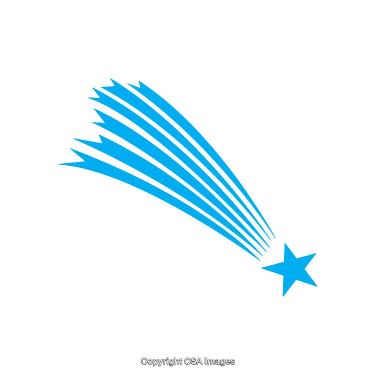 Blue Shooting Star Icon with Trailing Lines on White Background