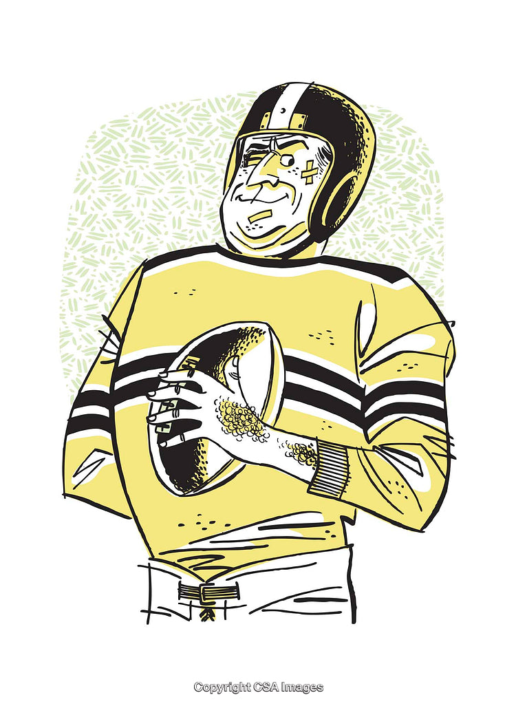 Retro Football Player Illustration in Yellow and Black Uniform