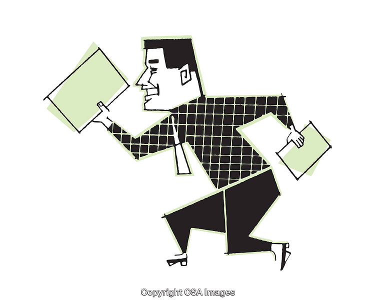 Illustration of a Businessperson Running with Documents in Hand