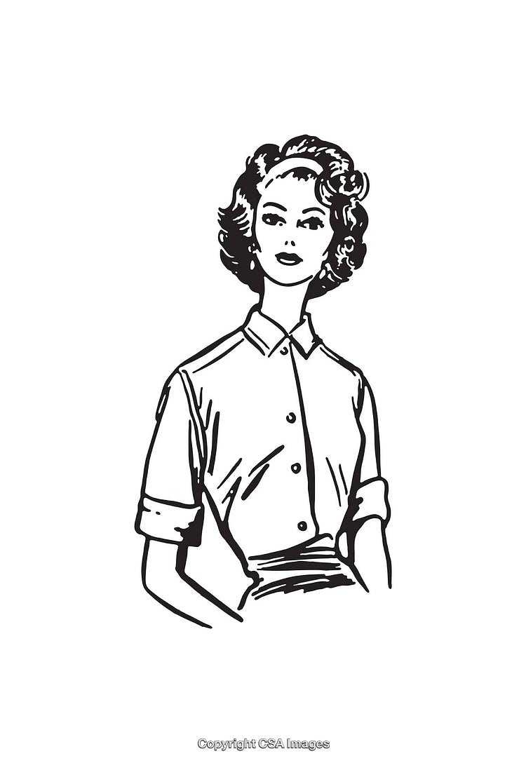 Vintage Black and White Illustration of a Stylish Woman