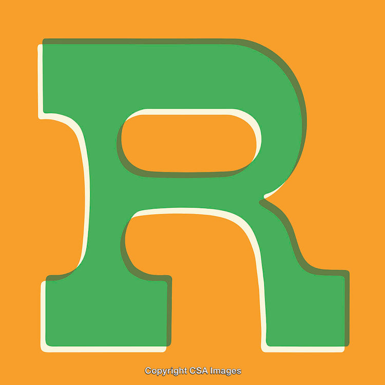 Colorful Illustration of the Letter R in Bright Green and Yellow Tones