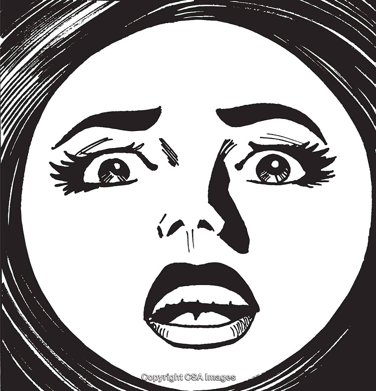 Dramatic Black And White Art Depicting Emotional Female Face in Shock