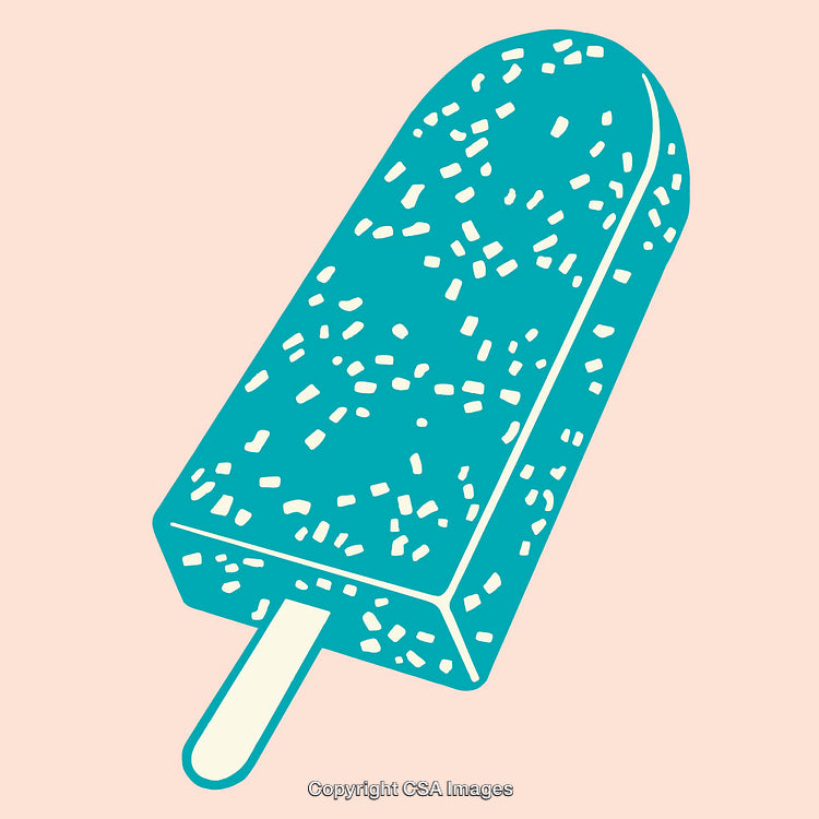 Minimalist Teal Popsicle Illustration on Light Pink Background