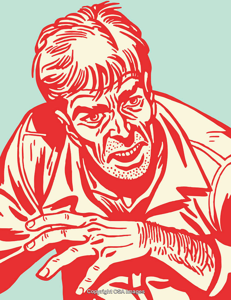 Expressive Vintage Line Art Illustration of a Man in Dynamic Poses