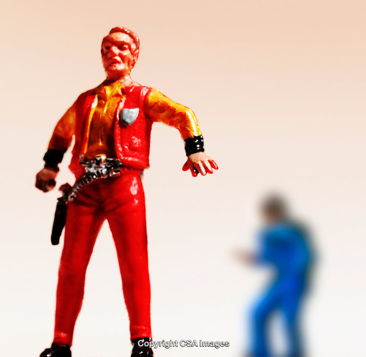 Close-Up of Colorful Plastic Action Figure with Blurred Background