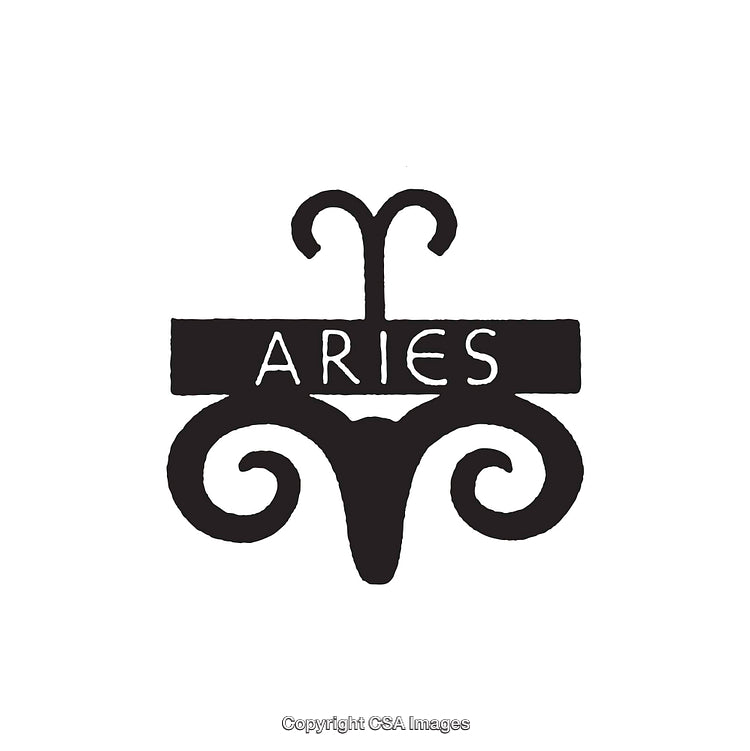 Stylized Aries Zodiac Symbol Line Art Illustration in Black and White