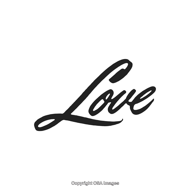 Elegant Black Calligraphy Word Highlighting Love on White Background