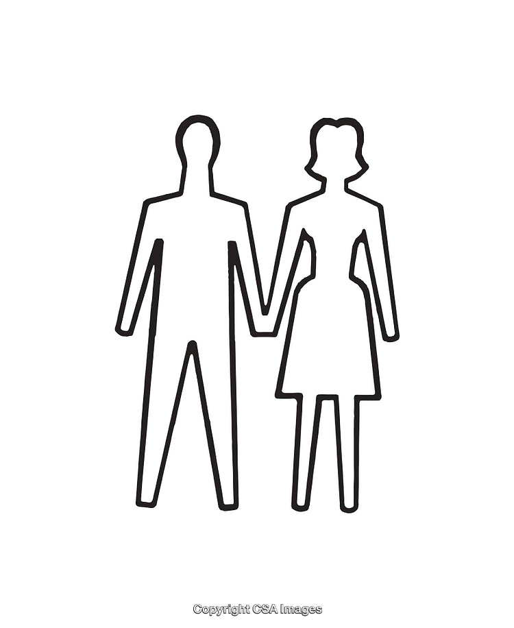 Simple Black and White Man and Woman Icon Holding Hands