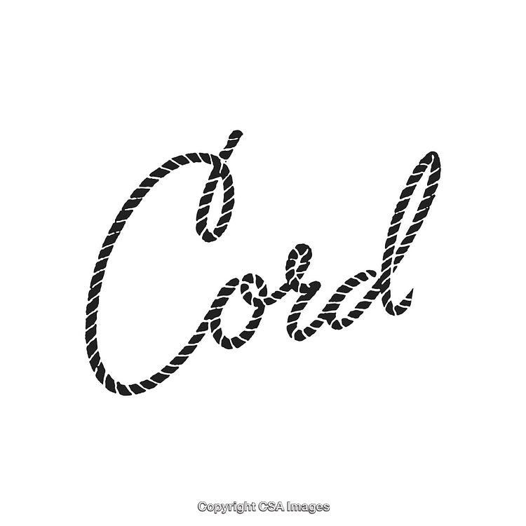 Creative Rope Text Design of the Word Cord on a White Background