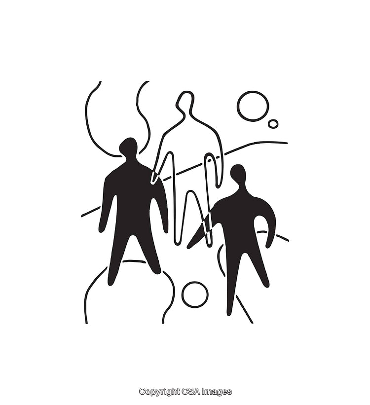 Abstract Silhouettes Depicting Human Figures in a Minimal Art Style