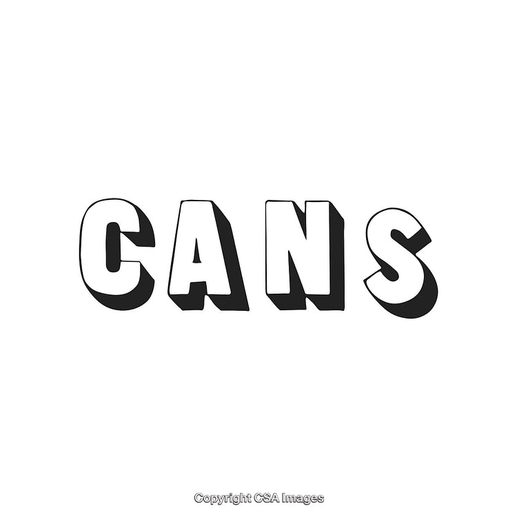 Bold Typography of the Word Cans on a White Background