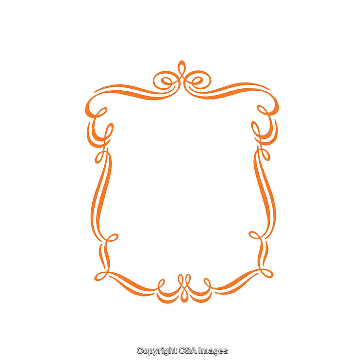 Elegant Hand-Drawn Ornamental Frame in Vibrant Orange Swirl Design