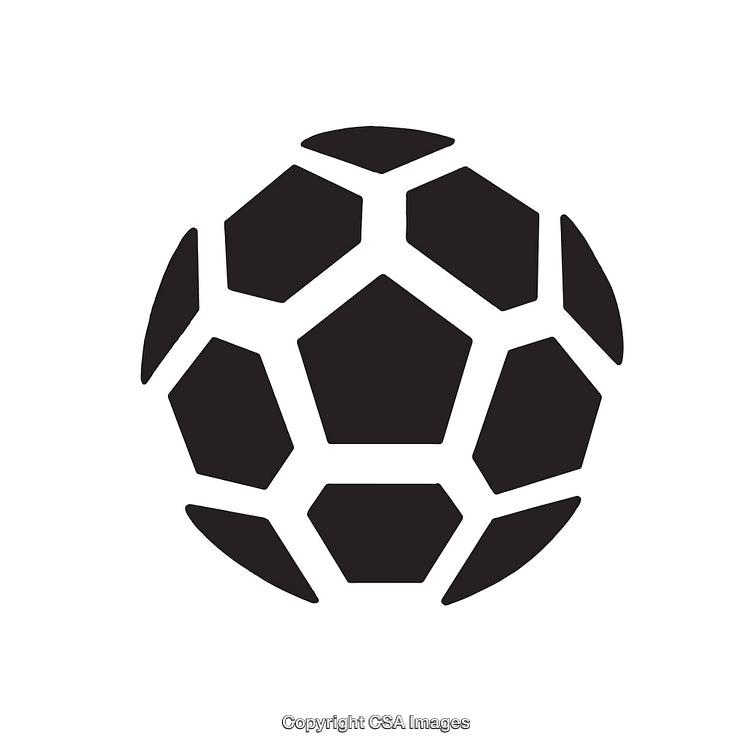 Black and White Polygonal Soccer Ball Line Art Drawing