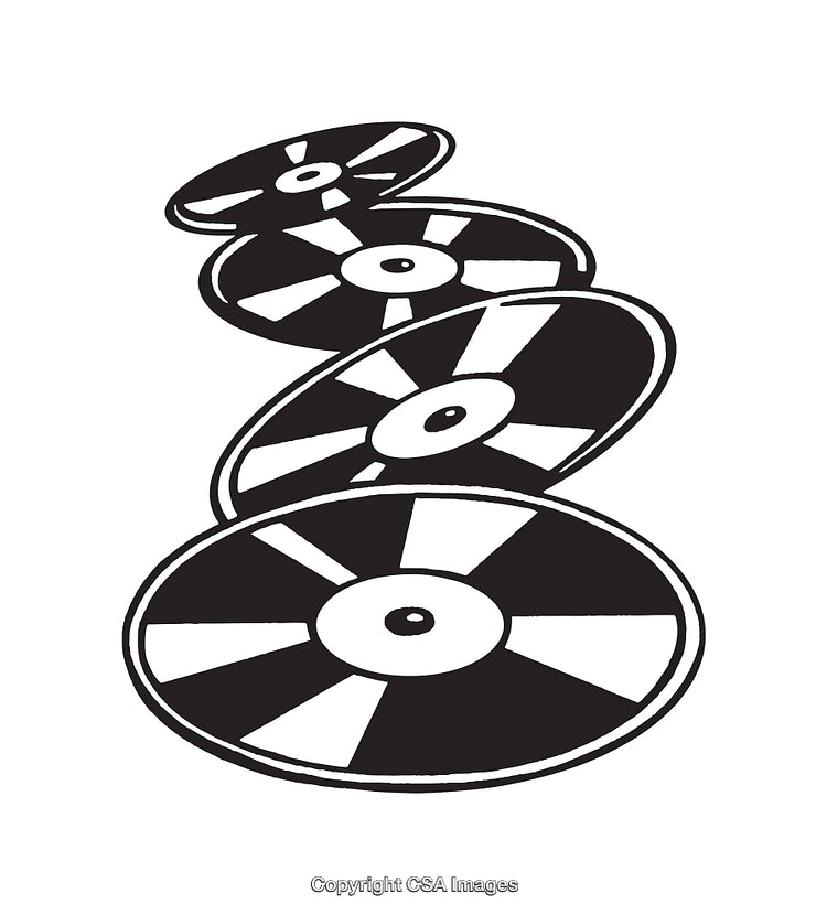 Black and White Line Art of Rotating Discs in Dynamic Motion