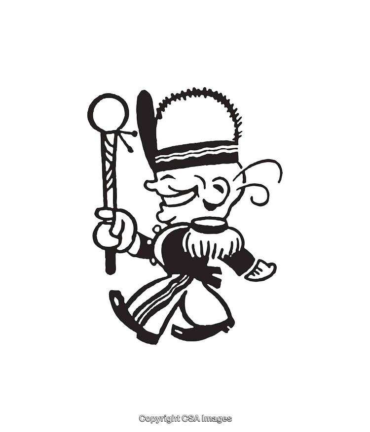 Playful Marching Band Leader in Line Art Style