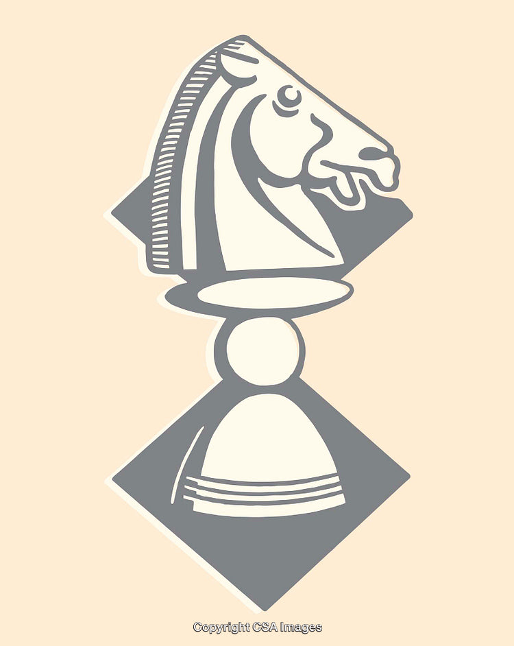 Abstract Illustration of a Knight Chess Piece with Elegant Line Art