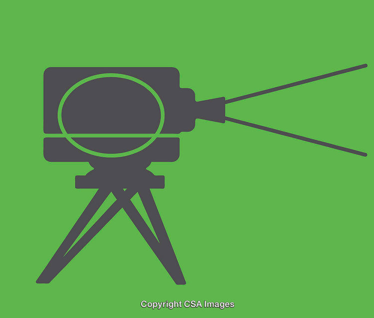 Vintage Film Camera Drawing on Bright Green Background