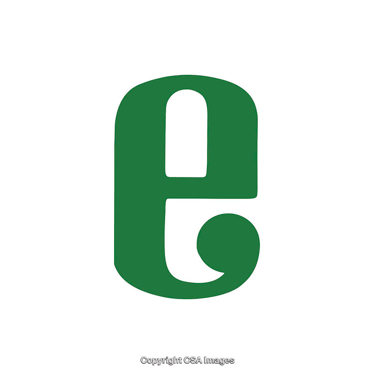 Stylized Green Letter E on a White Background