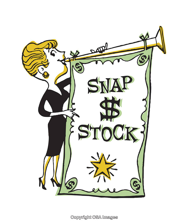 Illustration of a Woman Announcing a Banner with Dollar Symbols and a Star