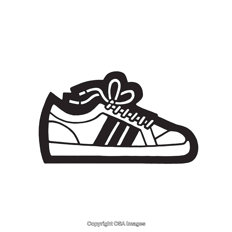 Stylized Black and White Line Art Shoe Illustration