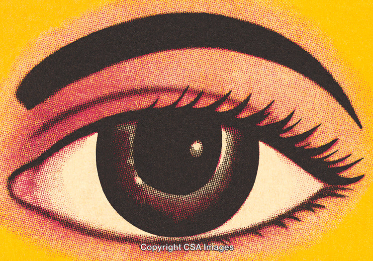 Pop Art Style Close-Up of a Vibrant Eye on Yellow Background