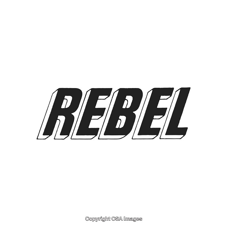 Bold Black Typography of the Word 'Rebel' on a Clean White Background