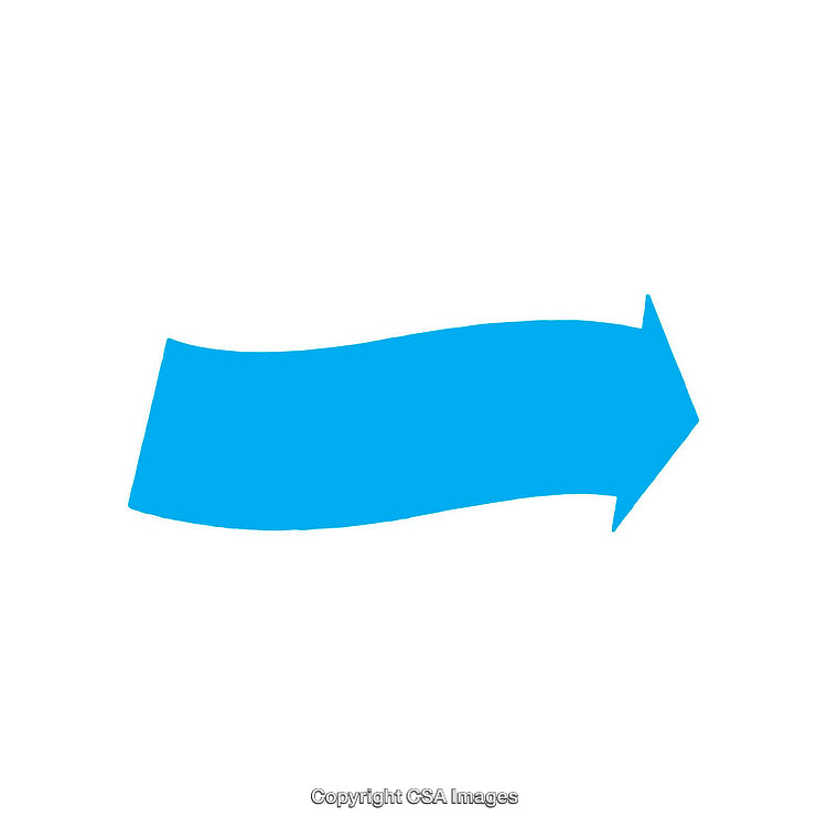 Blue Curved Arrow Shape on a Clean White Background