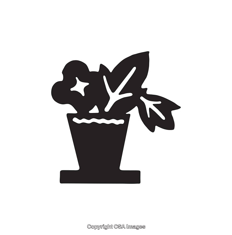 Black Silhouette Icon of a Potted Plant Decor Symbol