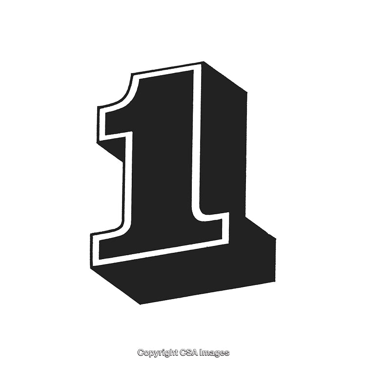 Bold Black And White Number One With Shadow Effect Design