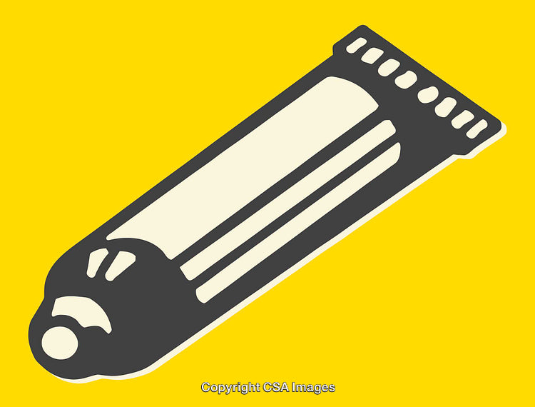 Minimalistic Yellow and Gray Line Art Illustration of a Tube