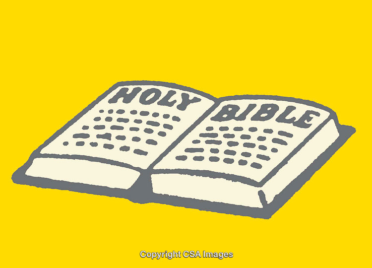 Illustration of Open Holy Bible with Yellow Background Design