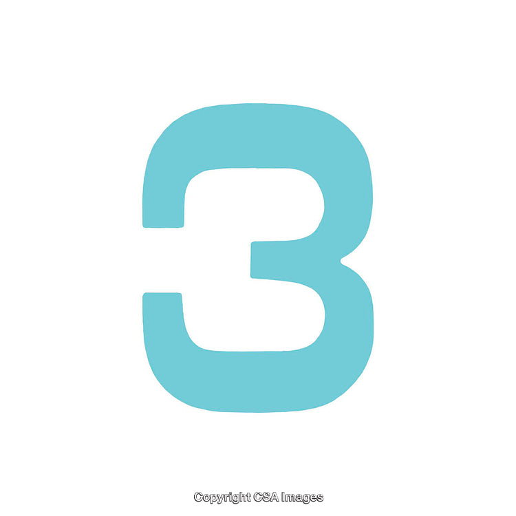 Blue Number Three Design on a White Background
