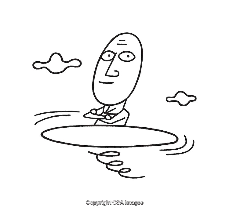 Businessman Standing Confidently With Arms Crossed in Cartoon Line Drawing