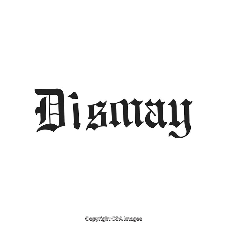 Stylized Text Featuring the Word Dismay in Gothic Calligraphy Font on White