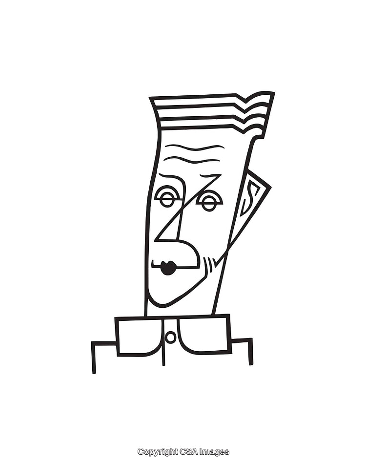 Stylized Black And White Abstract Line Art Portrait Illustration