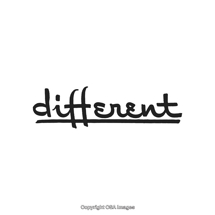 Creative Handwritten Word Art Emphasizing the Concept of Being Different