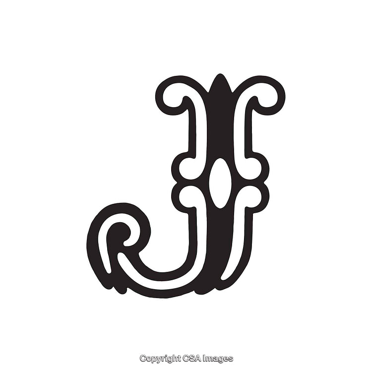Elegant Ornate Letter J with Decorative Flourishes
