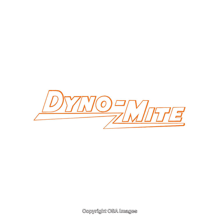 Orange Designed Typography Logo Featuring the Words 'Dyno-Mite' in Bold Style