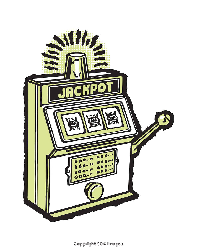 Illustration of a Jackpot Slot Machine Celebrating a Winning Spin