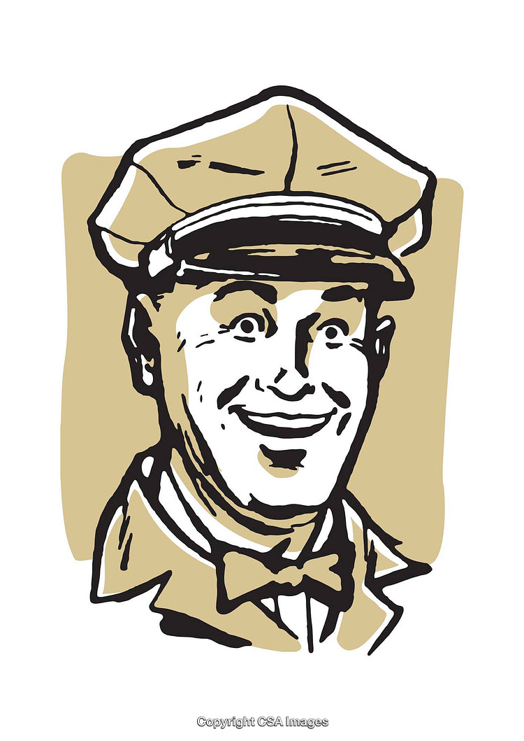 Retro-Style Illustration of a Smiling Person in a Cap