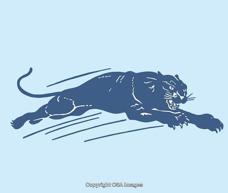 Dynamic Line Art Illustration of a Leaping Panther in Motion