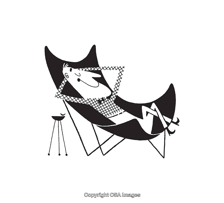 Relaxing Cartoon Character in Hammock Line Art Illustration